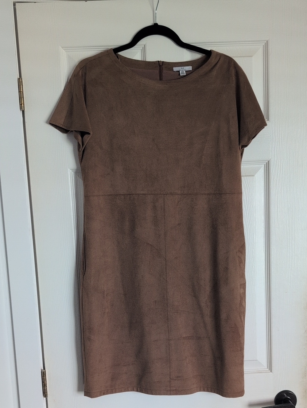 Halston Heritage Brown Suede-Look Mini Shift Dress